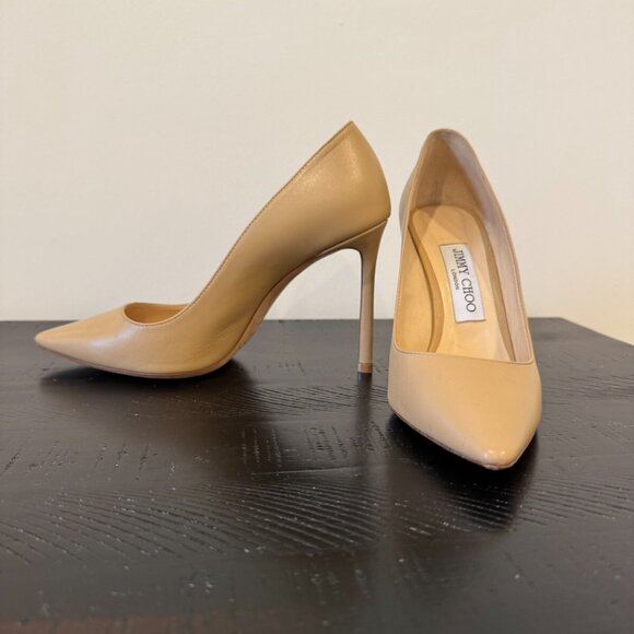 Neutral Leather Jimmy Choo High-Heeled Pumps - Picture 3 of 13